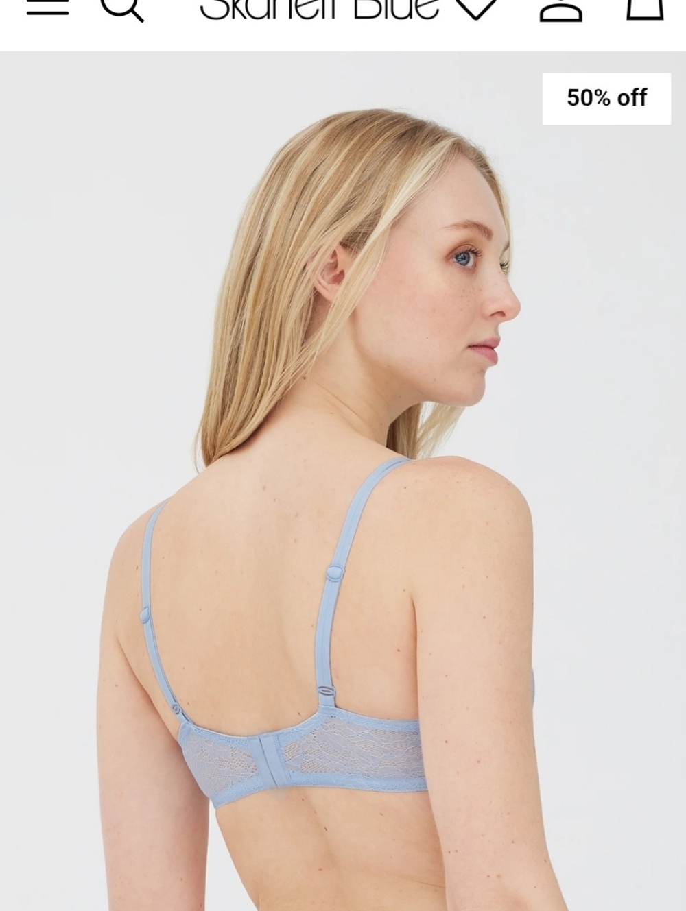 Skarlett Blue Lace Underwire Bra in Dusty Blue - Picture 3 of 7